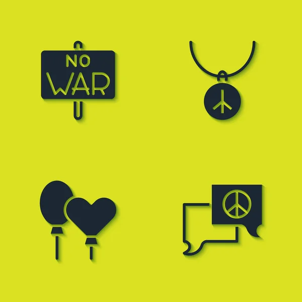 전쟁, 연설 거품 이야기, 풍선 과 네크로를 평화의 상징으로 설정하지 않습니다. Vector — 스톡 벡터