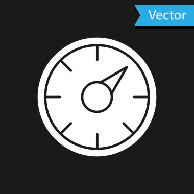 Siyah zemin üzerinde 5G simgesi olan beyaz dijital hız göstergesi kavramı. Küresel ağ yüksek hızlı bağlantı veri oranı teknolojisi. Vektör