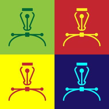 Pop Art Fountain kalem ucu simgesi renk arkaplanında izole edilmiş. Kalem aleti işareti. Vektör