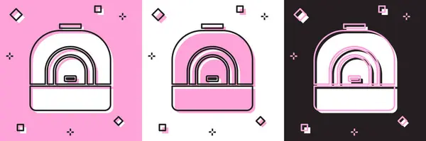 Set Oven icon isolated on pink and white, black background. Stove gas oven sign. Vector Illustration — Stock Vector