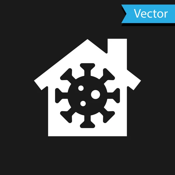 White Stay Home Symbol isoliert auf schwarzem Hintergrund. Coronavirus 2019-nCoV. Vektor. — Stockvektor