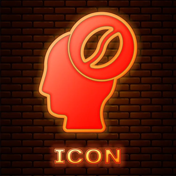 Zářící neon Barista ikona izolované na cihlové zdi pozadí. Vektor — Stockový vektor