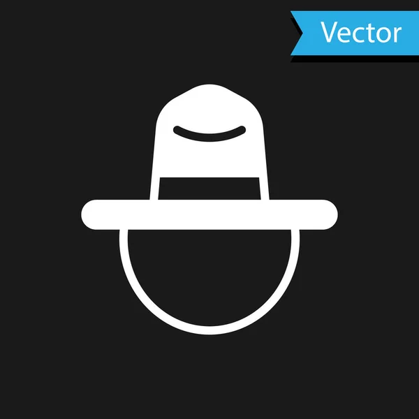 Sombrero de guardabosques canadiense blanco icono uniforme aislado sobre fondo negro. Vector — Vector de stock