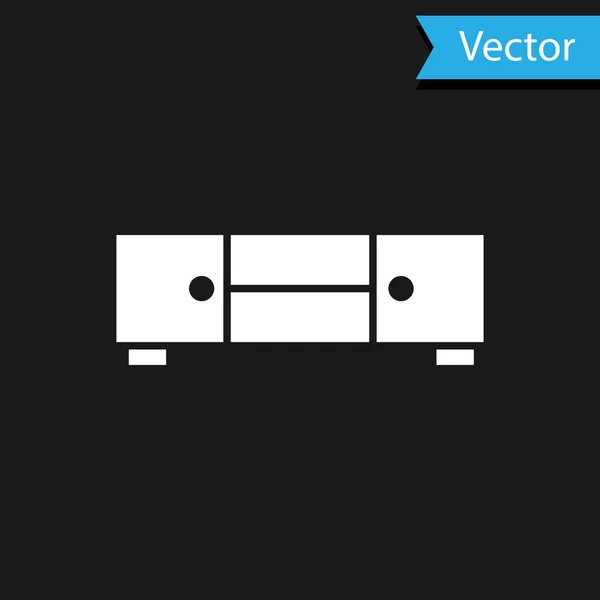 Witte ladekast pictogram geïsoleerd op zwarte achtergrond. Vector — Stockvector