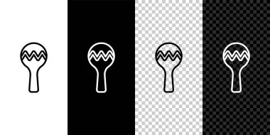 Maracas simgesini siyah beyaz, şeffaf arkaplanda izole et. Meksika müzik enstrümanı. Vektör