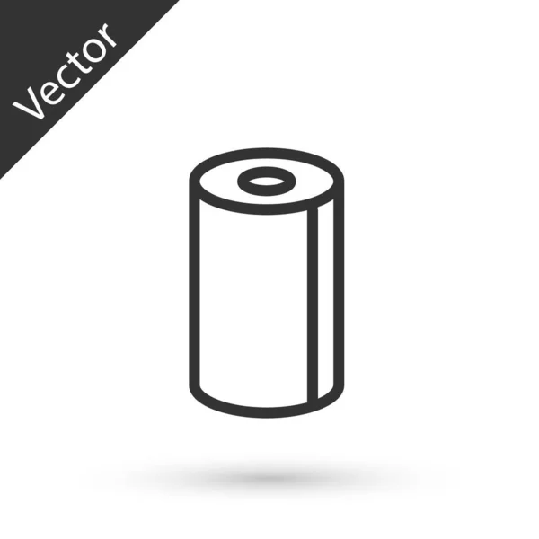 Línea gris Icono de rollo de toalla de papel aislado sobre fondo blanco. Ilustración vectorial — Vector de stock