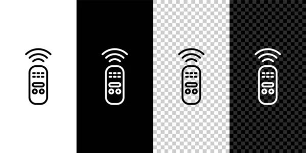Set line Slimme afstandsbediening pictogram geïsoleerd op zwart-wit achtergrond. Internet of things concept met draadloze verbinding. Vector — Stockvector