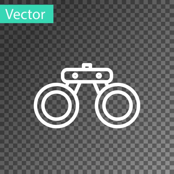White line Binoculars icon isolated on transparent background. Find software sign. Spy equipment symbol. Vector — Stock Vector