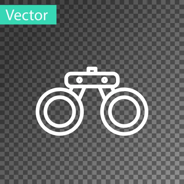 Weißes Fernglassymbol isoliert auf transparentem Hintergrund. Softwarezeichen finden. Symbol für Spionageausrüstung. Vektor — Stockvektor
