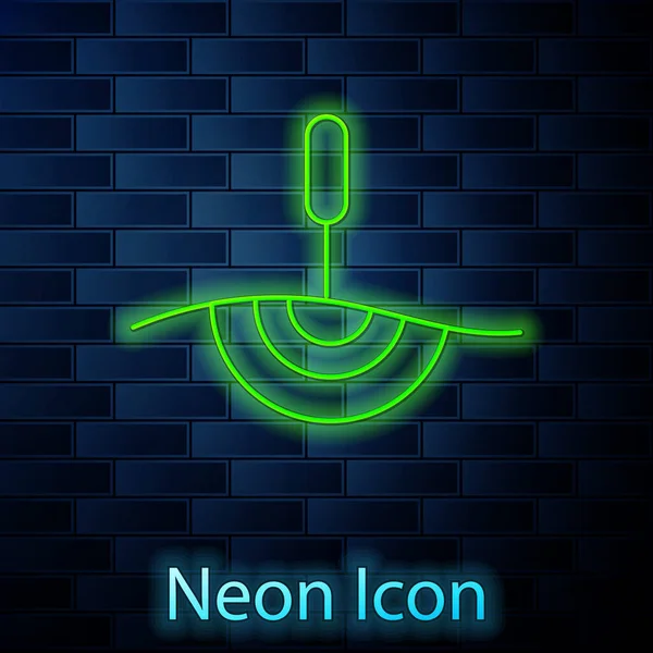Ligne lumineuse néon icône thérapie d'acupuncture isolé sur fond de mur de brique. Médecine chinoise. Traitement holistique de la douleur. Vecteur — Image vectorielle