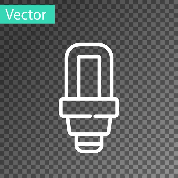 Icono de bombilla led de línea blanca aislado sobre fondo transparente. Bombilla led económica iluminada. Ahorra energía lámpara. Vector — Vector de stock