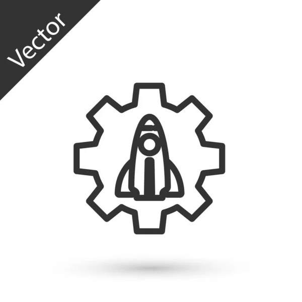 Línea gris Icono de concepto de proyecto de startup empresarial aislado sobre fondo blanco. Símbolo de nuevos negocios, emprendimiento, innovación y tecnología. Vector — Archivo Imágenes Vectoriales