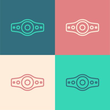 Pop Art Line Güreş Şampiyonası kemer ikonu renk arkaplanda izole edildi. Vektör