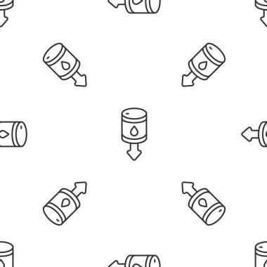 Ham petrol fiyat simgesinde gri çizgi düşüyor. Beyaz arka planda izole edilmiş pürüzsüz desen. Petrol endüstrisi krizi konsepti. Vektör