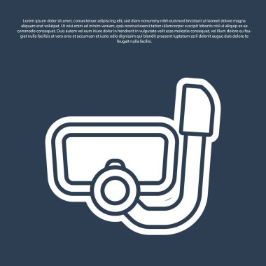 Mavi arkaplanda şnorkel simgesi olan mavi çizgi dalış maskesi. Olağanüstü bir spor. Su altı ekipmanları. Vektör