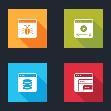 Sistem hatasını ayarla, çevrimiçi oyun videosu, Sunucu, Data, Web Sunucu ve Yazılım simgesi. Vektör