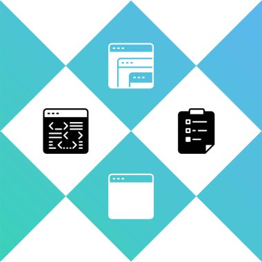 Yazılım, Tarayıcı penceresi ve panoyu kontrol listesi simgesiyle ayarla. Vektör