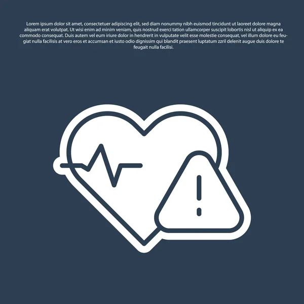Μπλε γραμμή Καρδιακός ρυθμός εικονίδιο απομονώνονται σε μπλε φόντο. Σημάδι καρδιάς. Εικονίδιο παλμού. Καρδιογράφημα. Διάνυσμα — Διανυσματικό Αρχείο