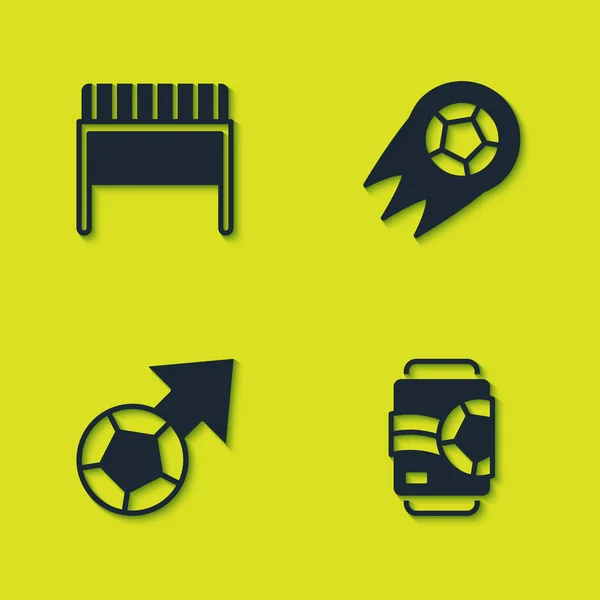 Fußballtor, Bierdose, Fußball und Ikone. Vektor — Stockvektor