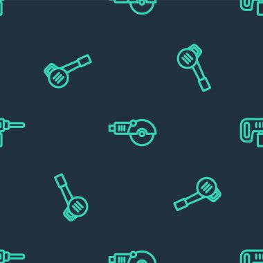 Hat açılı öğütücü, Yaprak bahçe üfleyicisi ve elektrikli matkap makinesini kusursuz desene ayarlayın. Vektör