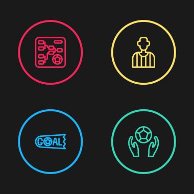 Futbol, futbol, futbol, futbol ya da hakem ve şampiyonluk turnuvası ikonu. Vektör