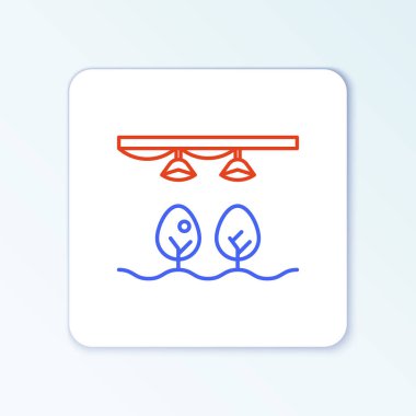 Ampul ve bitki sembolü olan Line Smart çiftliği beyaz arka planda izole edilmiş. Renkli taslak konsepti. Vektör