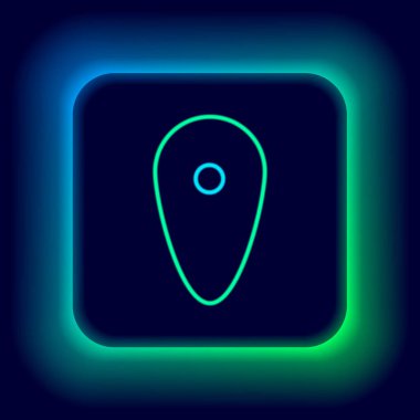 Parlayan neon çizgi simgesi siyah arkaplanda izole edildi. Gardiyan. Güvenlik, güvenlik, koruma, gizlilik kavramı. Renkli taslak konsepti. Vektör