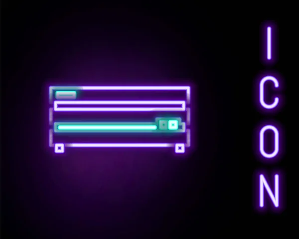 Línea de neón brillante Icono de consola de videojuegos aislado sobre fondo negro. Concepto de esquema colorido. Vector — Vector de stock