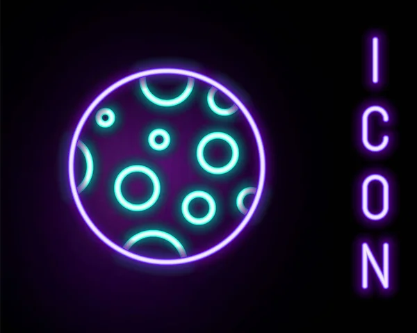 Icona luminosa al neon linea Luna isolata su sfondo nero. Concetto di contorno colorato. Vettore — Vettoriale Stock