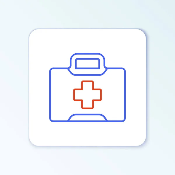 Line First aid kit icon isolated on white background. Medical box with cross. Medical equipment for emergency. Healthcare concept. Colorful outline concept. Vector — Stock Vector