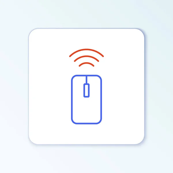 Línea Icono del sistema inalámbrico del ratón del ordenador aislado sobre fondo blanco. Concepto de Internet de las cosas con conexión inalámbrica. Concepto de esquema colorido. Vector — Vector de stock