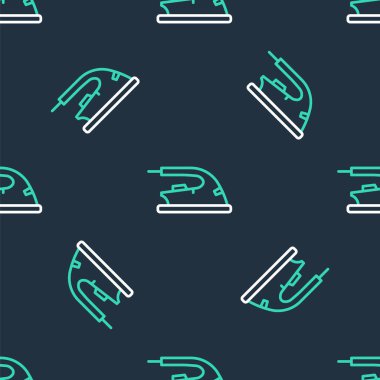 Elektrik hattı simgesi siyah arkaplanda izole edilmiş. Buhar ütüsü. Vektör