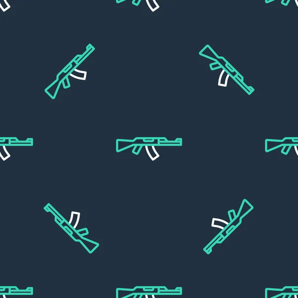 Line Submachine gun icon isolated seamless pattern on black background. Kalashnikov or AK47. Vector — Stock Vector