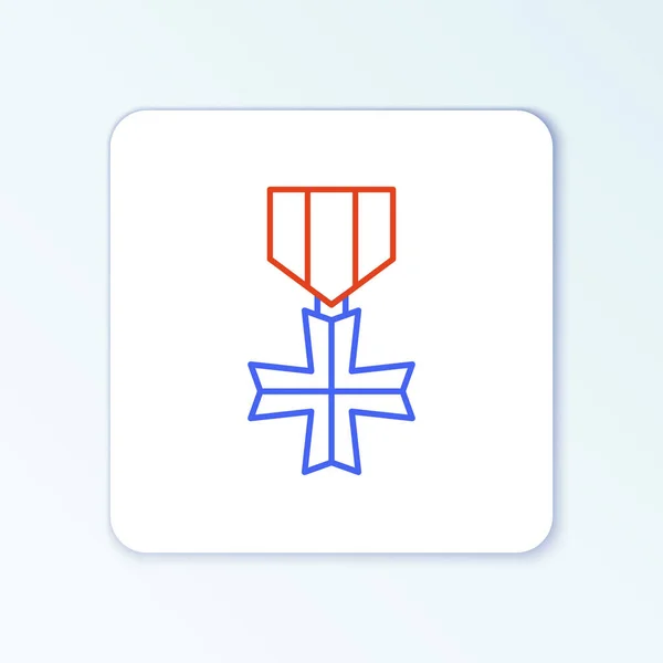 Лінія Військова медаль нагородження ізольована на білому тлі. Знак армії. Барвиста концепція контуру. Векторні — стоковий вектор