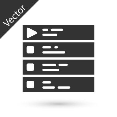 Gri Müzik Listesi simgesi beyaz arkaplanda izole edildi. Vektör