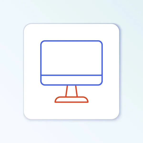 Line Computer monitor icon isolated on white background. Электронное устройство. Вид спереди. Красочная концепция контура. Вектор — стоковый вектор