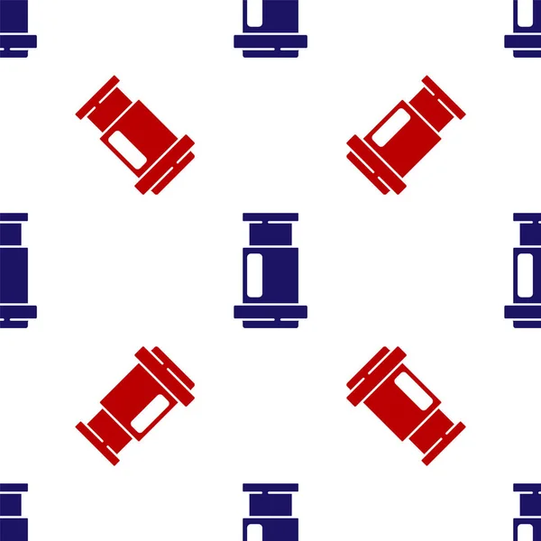 Blu e rosso Aeropress icona metodo caffè isolato modello senza soluzione di continuità su sfondo bianco. Dispositivo per la preparazione del caffè. Vettore — Vettoriale Stock