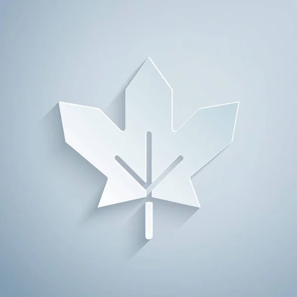 Το χαρτί έκοψε την καναδική εικόνα φύλλων σφενδάμου που απομονώθηκε σε γκρι φόντο. Το φύλλο σφενδάμου του Καναδά. Στυλ χάρτινης τέχνης. Διάνυσμα — Διανυσματικό Αρχείο