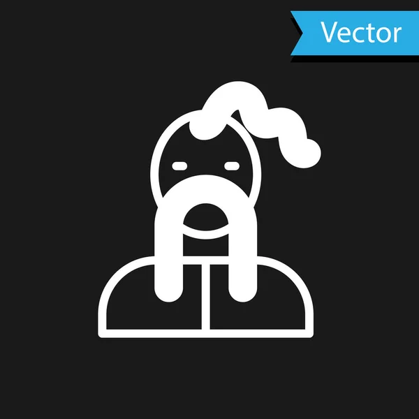 White Ukrainian cossack icon isolated on black background. Vector — Stock Vector