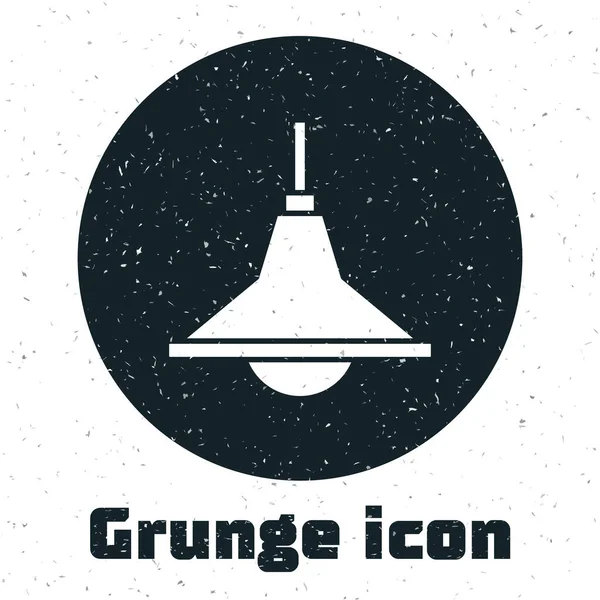 Grunge吊灯图标隔离在白色背景。单色复古绘画。B.病媒 — 图库矢量图片