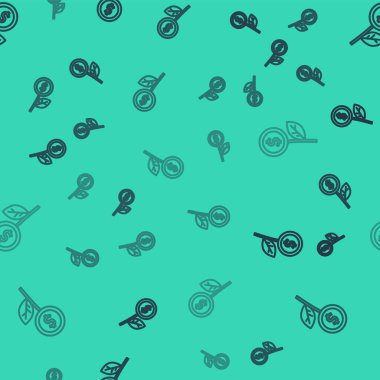 Siyah çizgi dolar bitki simgesi yeşil arka planda izole edilmiş pürüzsüz desen. İş yatırımı büyüme konsepti. Para tasarrufu ve yatırım. Vektör