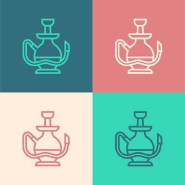 Pop Art Line Nargile simgesi renk arkaplanında izole edildi. Vektör