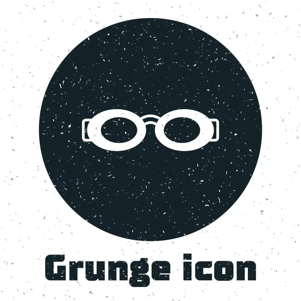 Grunge Lunettes pour icône de natation isolées sur fond blanc. Lunettes de natation. Équipement de plongée sous-marine. Dessin vintage monochrome. Vecteur — Image vectorielle