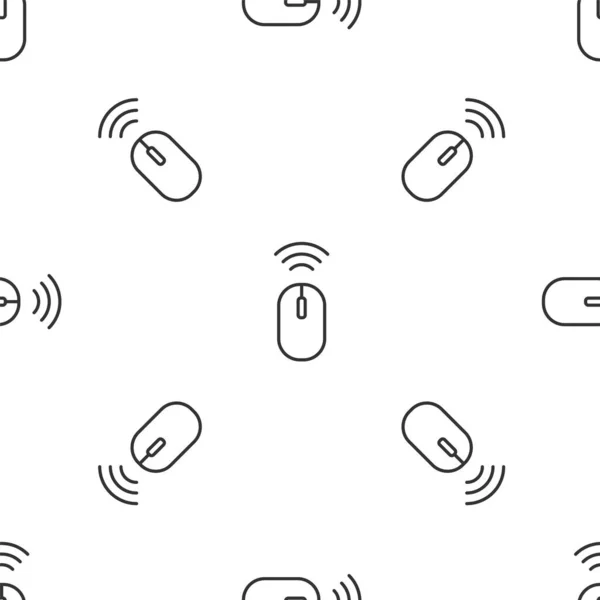 Línea gris Icono del sistema inalámbrico del ratón del ordenador patrón inconsútil aislado sobre fondo blanco. Concepto de Internet de las cosas con conexión inalámbrica. Vector — Archivo Imágenes Vectoriales