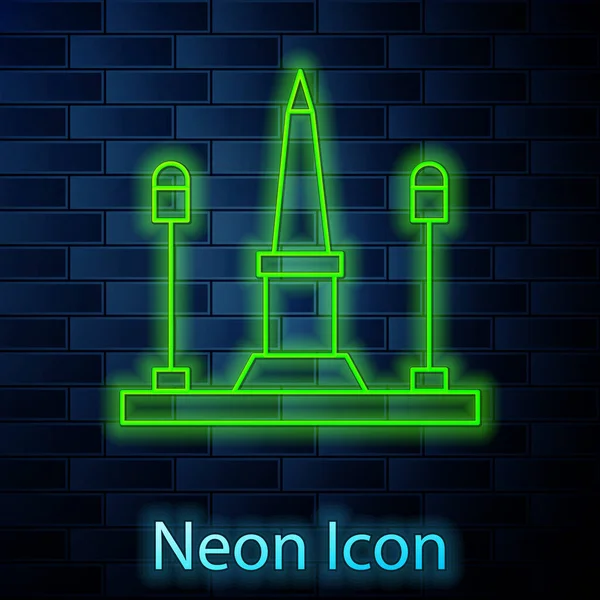 Ragyogó neon vonal Place De La Concorde Párizsban, Franciaország ikon elszigetelt téglafal háttér. Vektor — Stock Vector