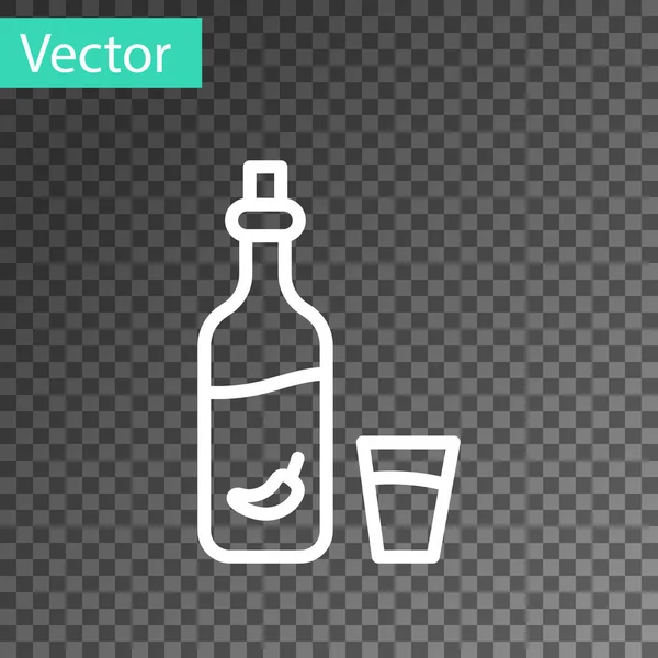 Vodka de línea blanca con icono de pimienta y vidrio aislado sobre fondo transparente. Alcohol nacional ucraniano. Vector — Vector de stock