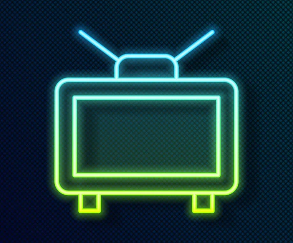 TV ikonundaki parlak neon hattı futbol maçı siyah arka planda izole edildi. Futbol online konsepti. Vektör — Stok Vektör