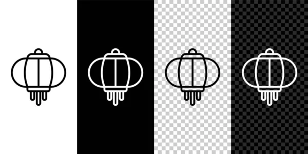 Set line Korean paper lantern icon isolated on black and white, transparent background. Vector — Stock Vector