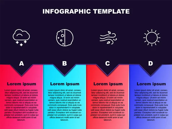 落线云和雪，日蚀，风和太阳。业务信息模板。B.病媒 — 图库矢量图片