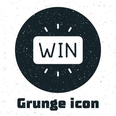 Grunge Casino win icon isolated on white background. Monochrome vintage drawing. Vector vector stock vector